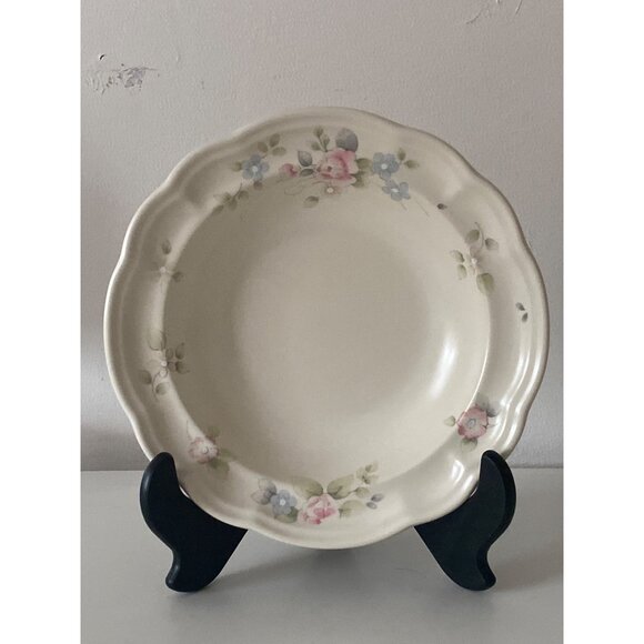 2 PFALTZGRAFF Tea Rose Floral Scalloped Soup Bowl Ivory Beige Ceramic Stoneware - Picture 2 of 13